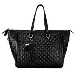 1:1 Gucci 247280 Gucci Charm Large Top Bags-Black Guccissima Leather - Click Image to Close